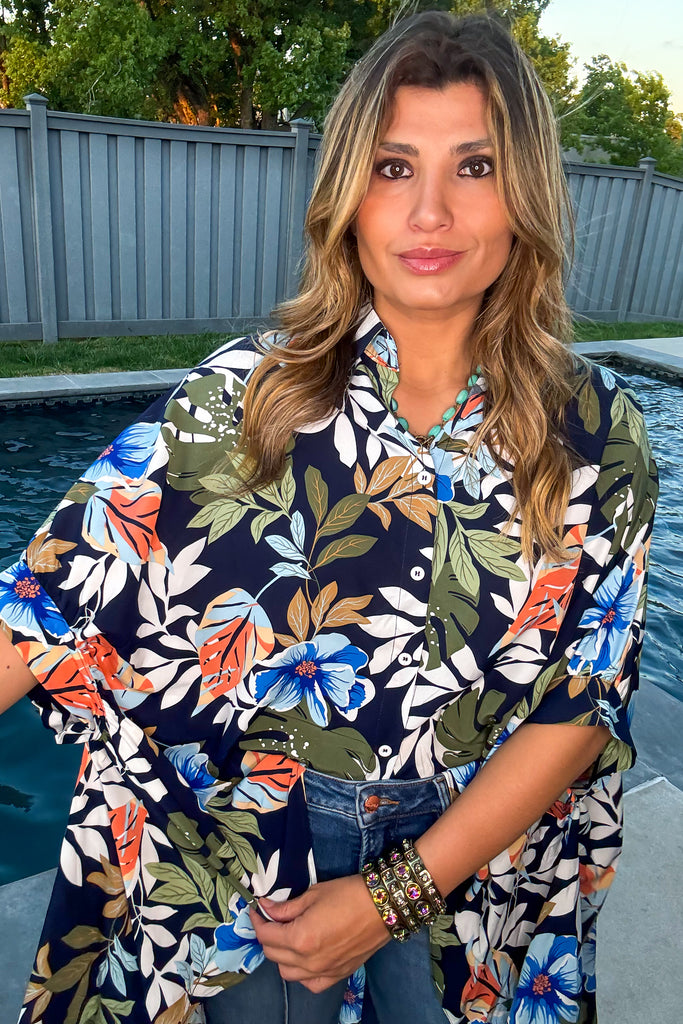 Resort Ready Oversized Tunic - Navy