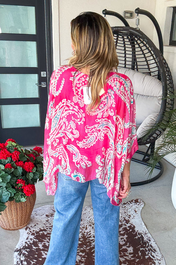 Paisley Palace Silk Top - Pink - Made in Italy