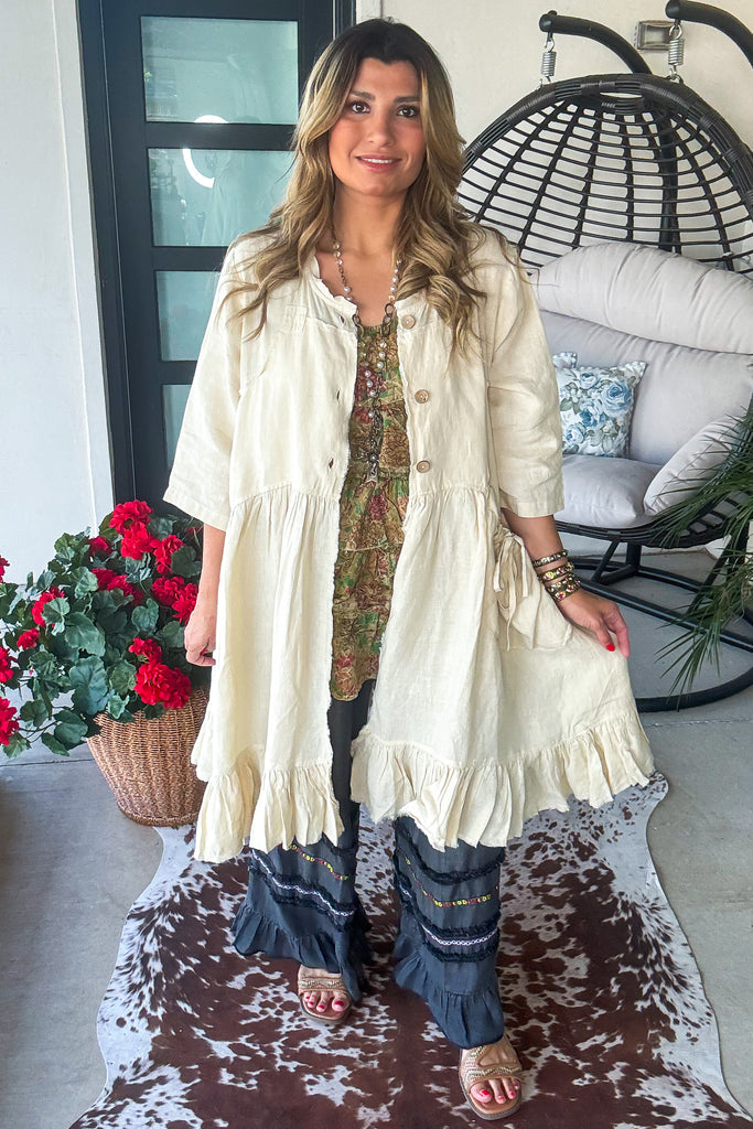 PRE ORDER: Relaxed Rhythm Duster/Dress - Natural - Cotton Linen Blend