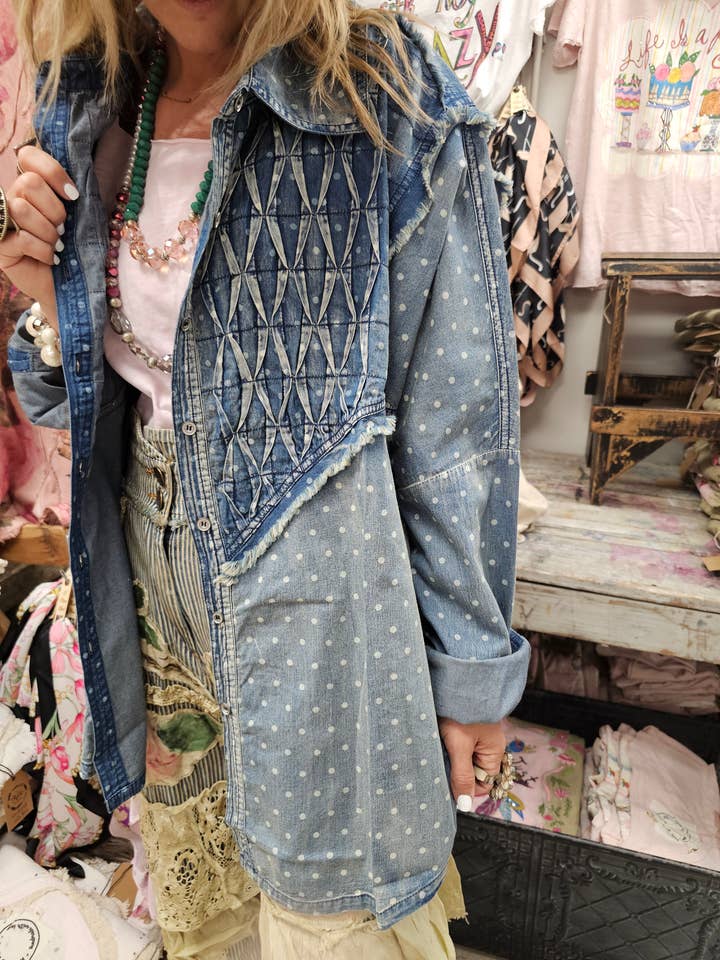 Starlight Patchwork Denim Shirt - 100% Cotton
