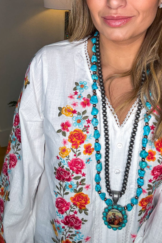 AHB EXCLUSIVE: Dearly Loved Embroidery Top - Ivory - 100% COTTON