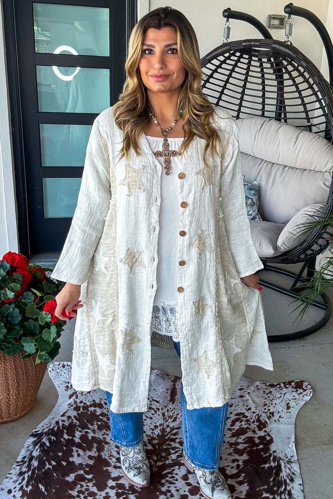Relaxed Linen Button Up Cardigan - 100% Linen