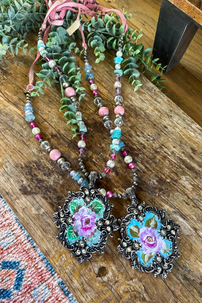 Painted Garden Heirloom Necklace - Handmade