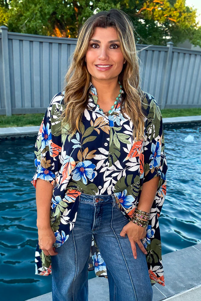 Resort Ready Oversized Tunic - Navy