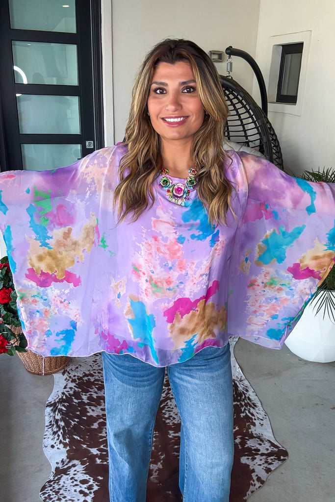 Confetti Glow Silk Top - Purple - Made in Italy