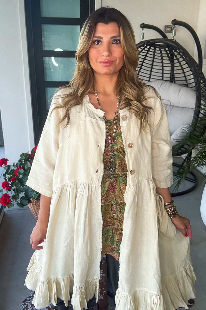 PRE ORDER: Relaxed Rhythm Duster/Dress - Natural - Cotton Linen Blend