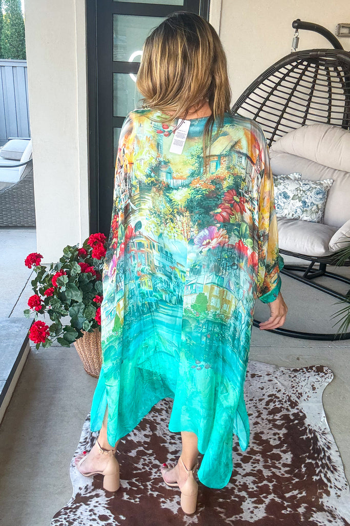 Midnight in Positano Silk Tunic - Made in Italy - Aqua