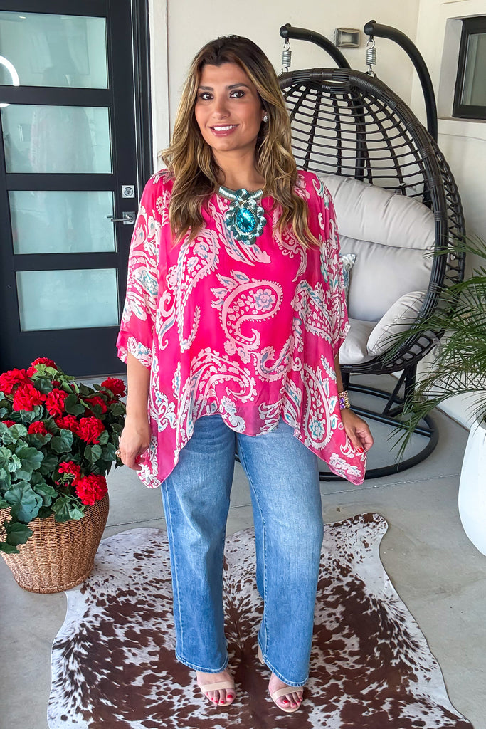 Paisley Palace Silk Top - Pink - Made in Italy