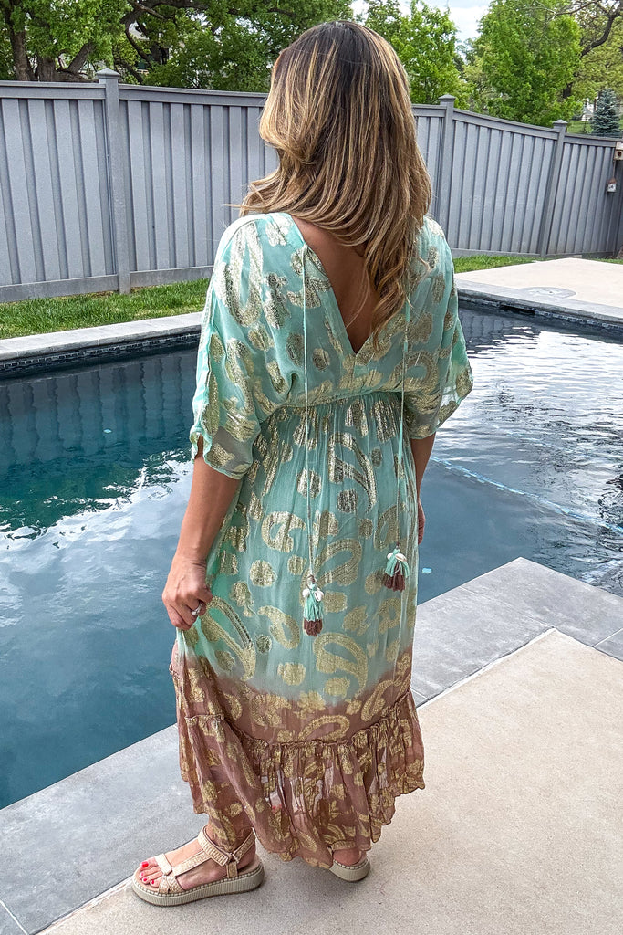 Sunset Paisley Dream Maxi Dress - Mint
