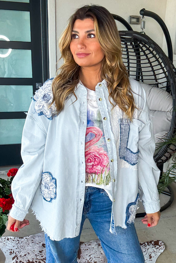 Faded Whispers Button Down Shirt - 100% Cotton - Denim