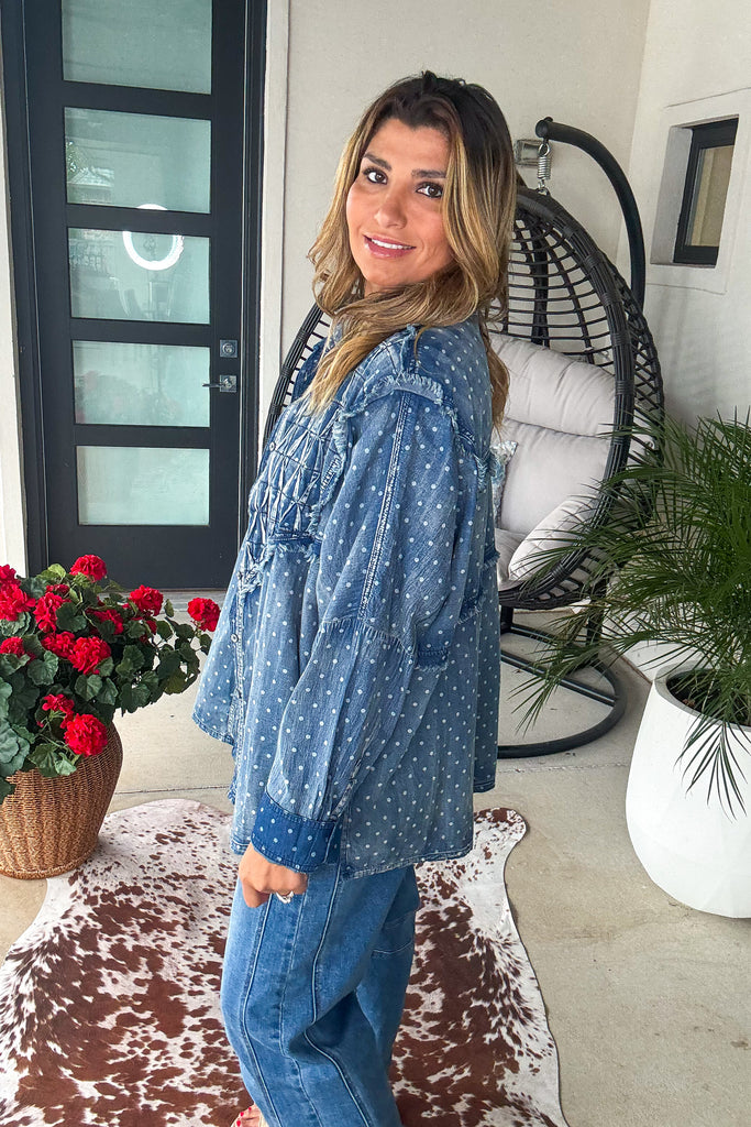 Starlight Patchwork Denim Shirt - 100% Cotton
