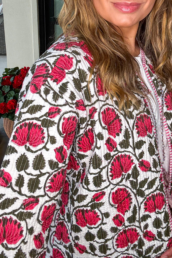 Handmade: Blushing Garden Reversible Quilt Jacket - 100% Cotton