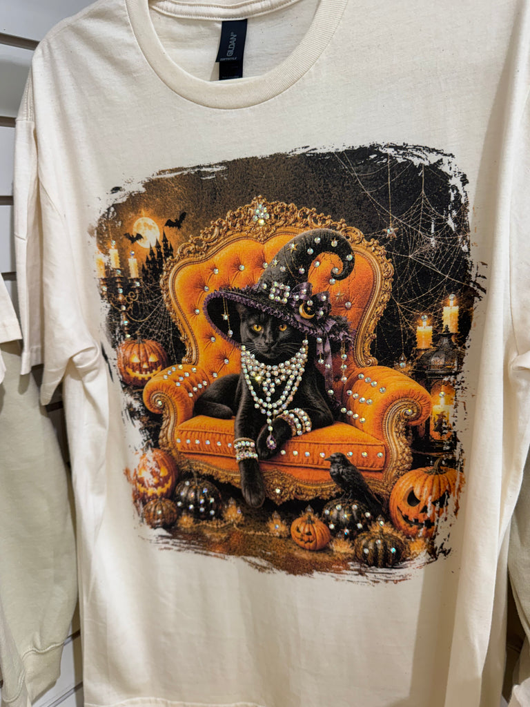 Spooky Sparkle Cat Tee - 100% Cotton