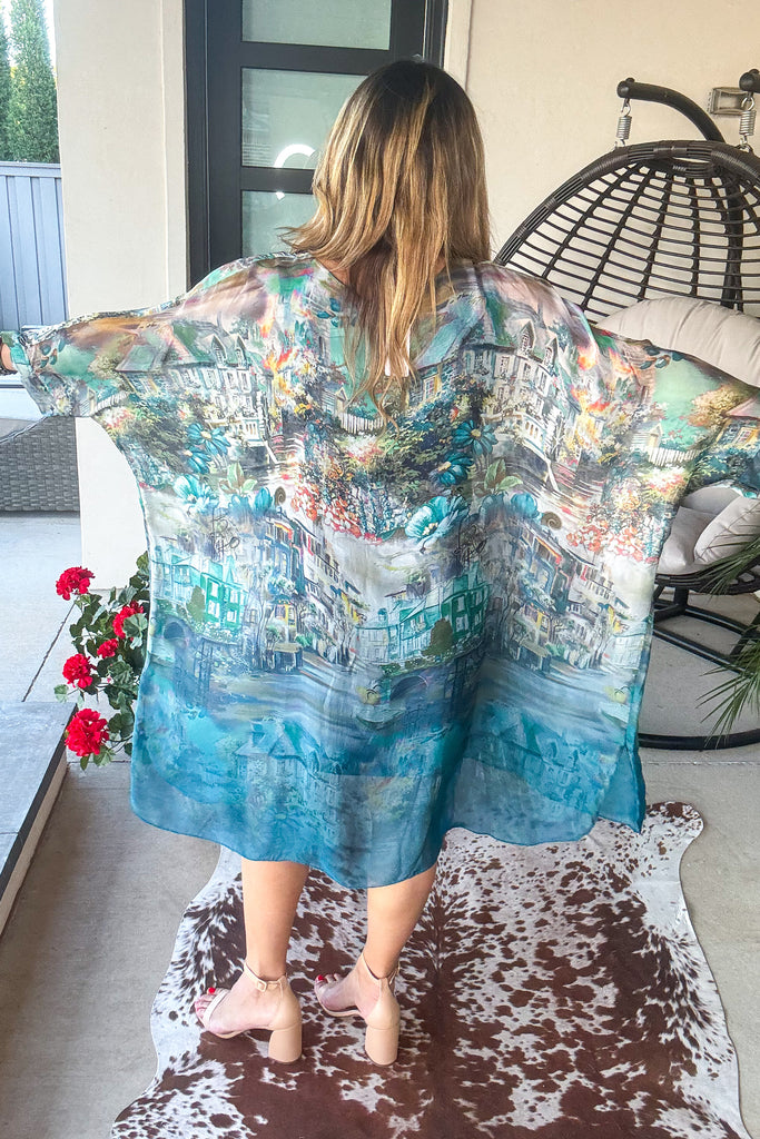 Midnight in Positano Silk Tunic - Made in Italy - Teal