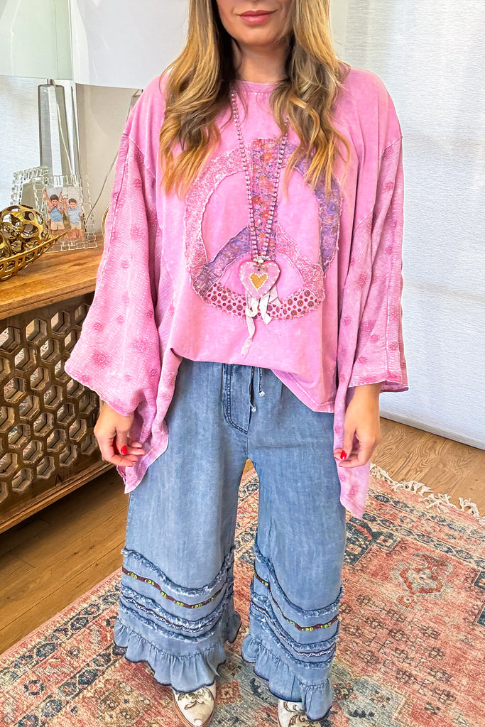 Peace, Love & Harmony Tunic - 100% Cotton - Rose