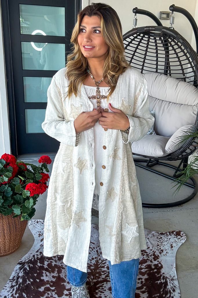 Relaxed Linen Button Up Cardigan - 100% Linen