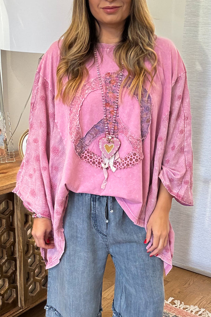 Peace, Love & Harmony Tunic - 100% Cotton - Rose