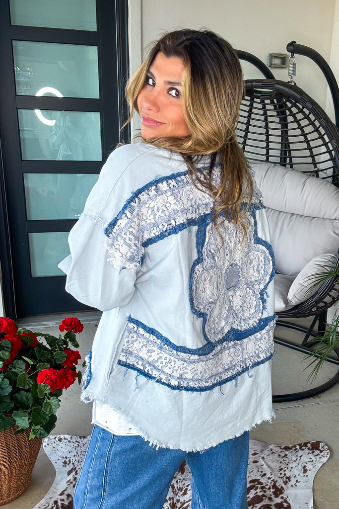 Faded Whispers Button Down Shirt - 100% Cotton - Denim