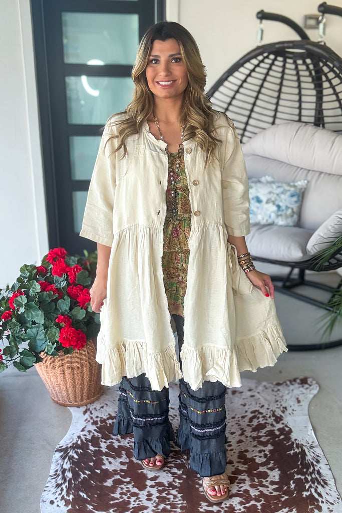 PRE ORDER: Relaxed Rhythm Duster/Dress - Natural - Cotton Linen Blend