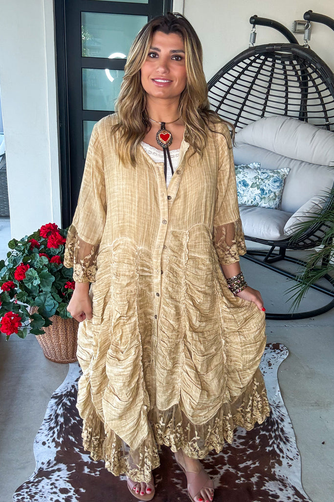 Pre order: Antique Charm Maxi Duster/Dress - Tea - 100% Cotton