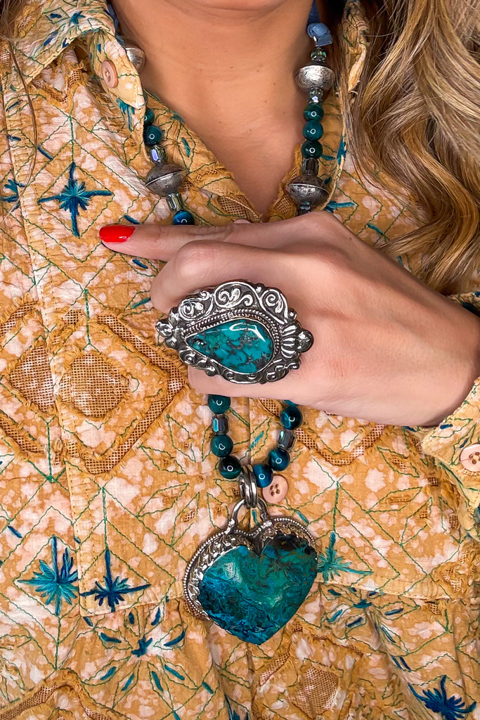 Turquoise Dream Heart Necklace - Silver Plated