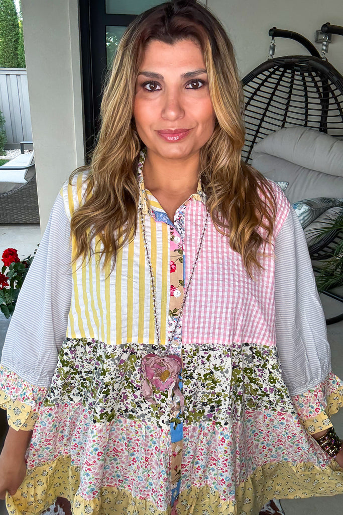 Artisanal Fun Patchwork Top - Ivory Mix