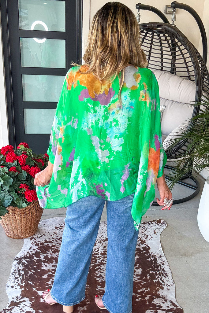 Confetti Glow Silk Top - Green - Made in Italy