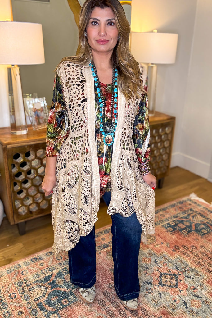 Vintage Lace Boho Vest – High Low 100% Cotton Lace Duster
