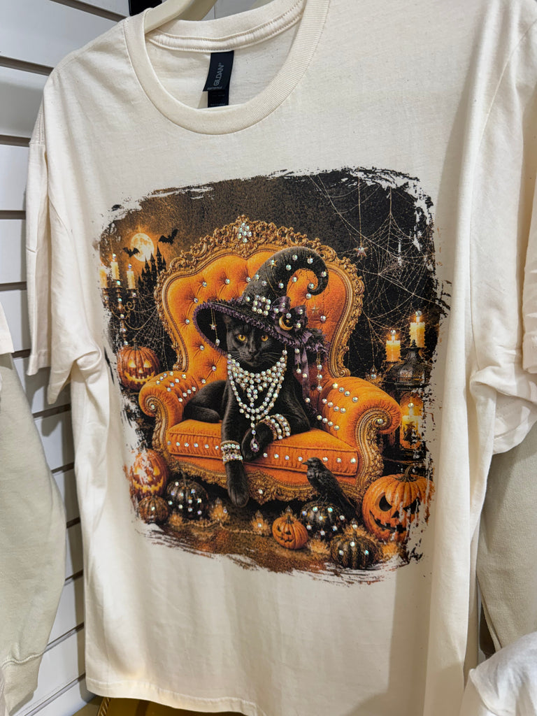 Spooky Sparkle Cat Tee - 100% Cotton