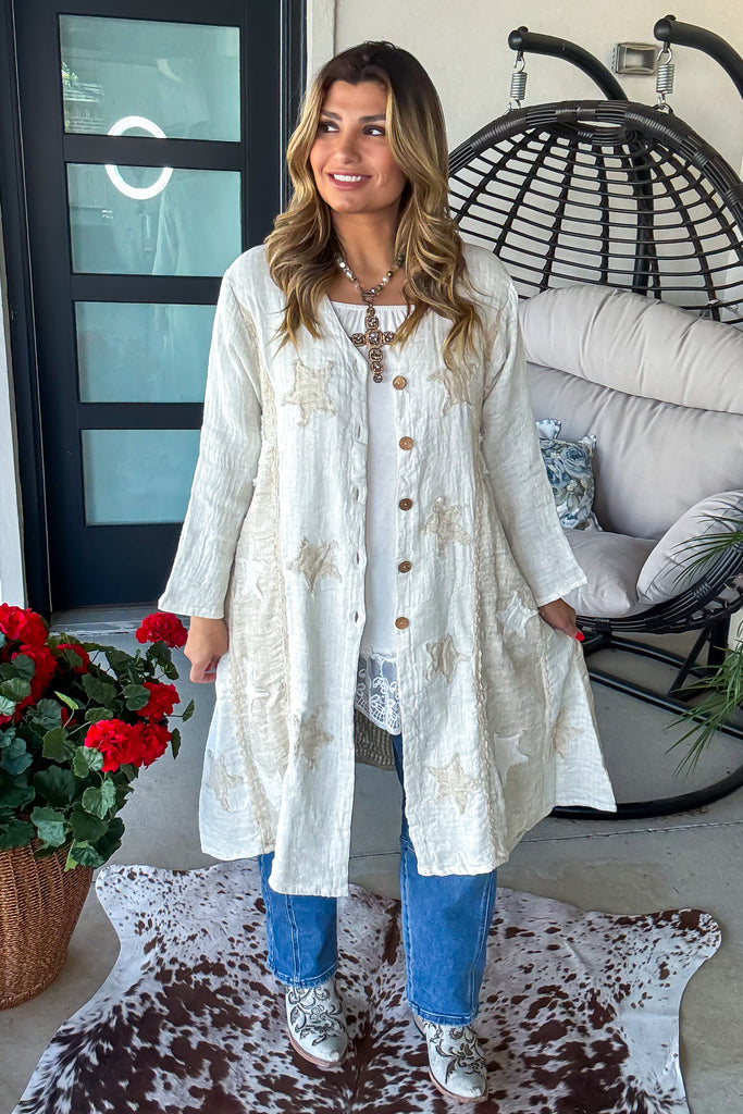 Relaxed Linen Button Up Cardigan - 100% Linen