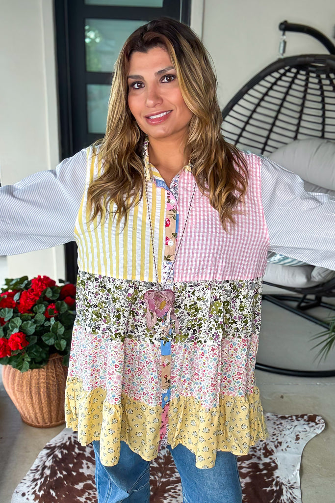 Artisanal Fun Patchwork Top - Ivory Mix