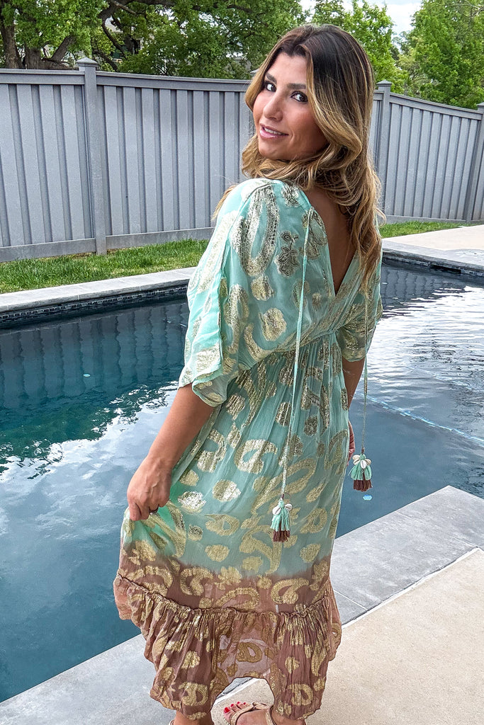Sunset Paisley Dream Maxi Dress - Mint