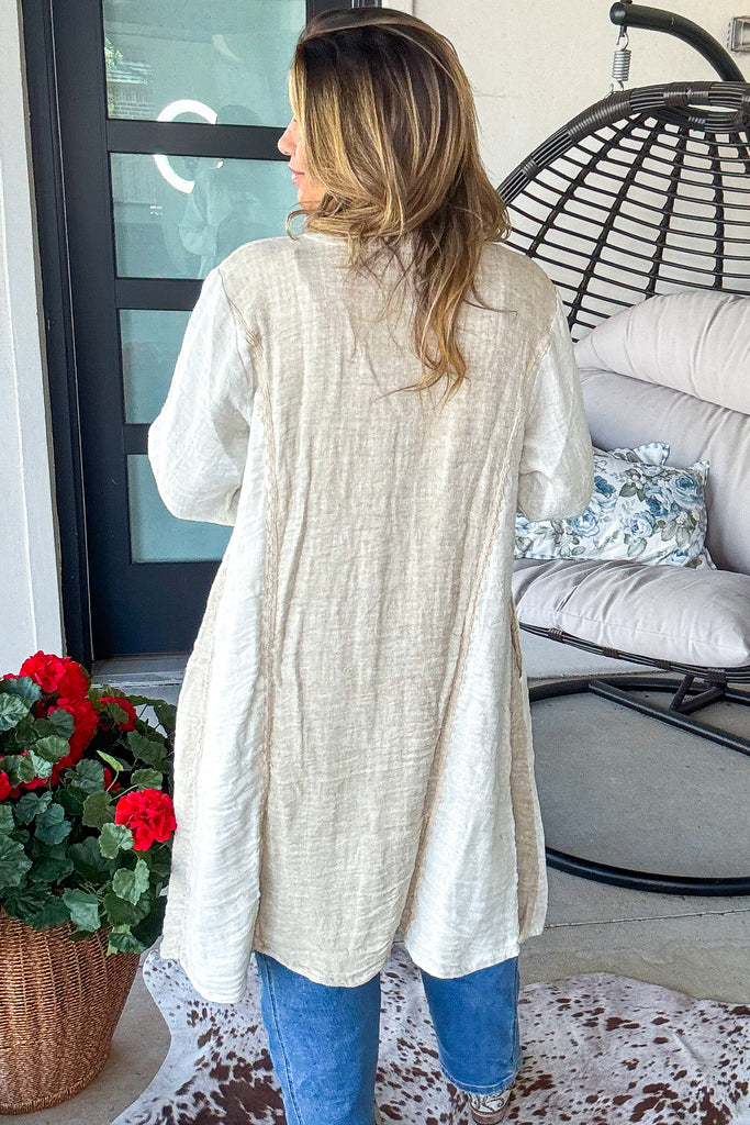 Relaxed Linen Button Up Cardigan - 100% Linen