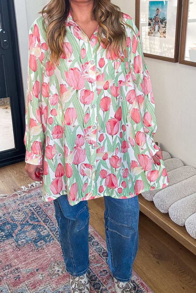 PRE ORDER: Tulip Hop Oversized Tunic - Ivory