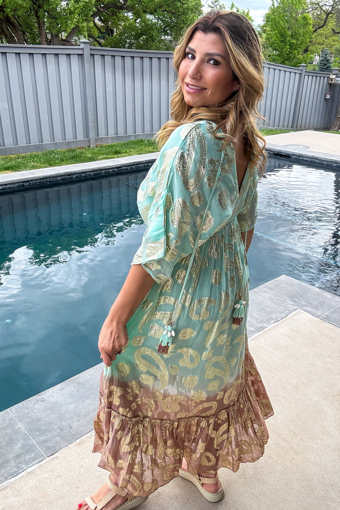 Sunset Paisley Dream Maxi Dress - Mint