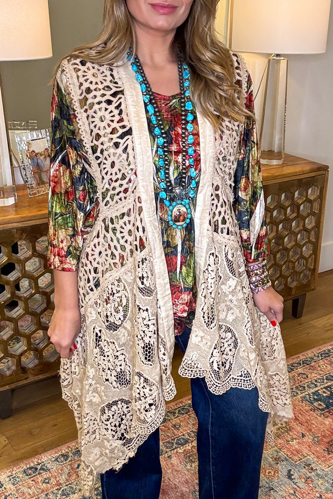 Vintage Lace Boho Vest – High Low 100% Cotton Lace Duster