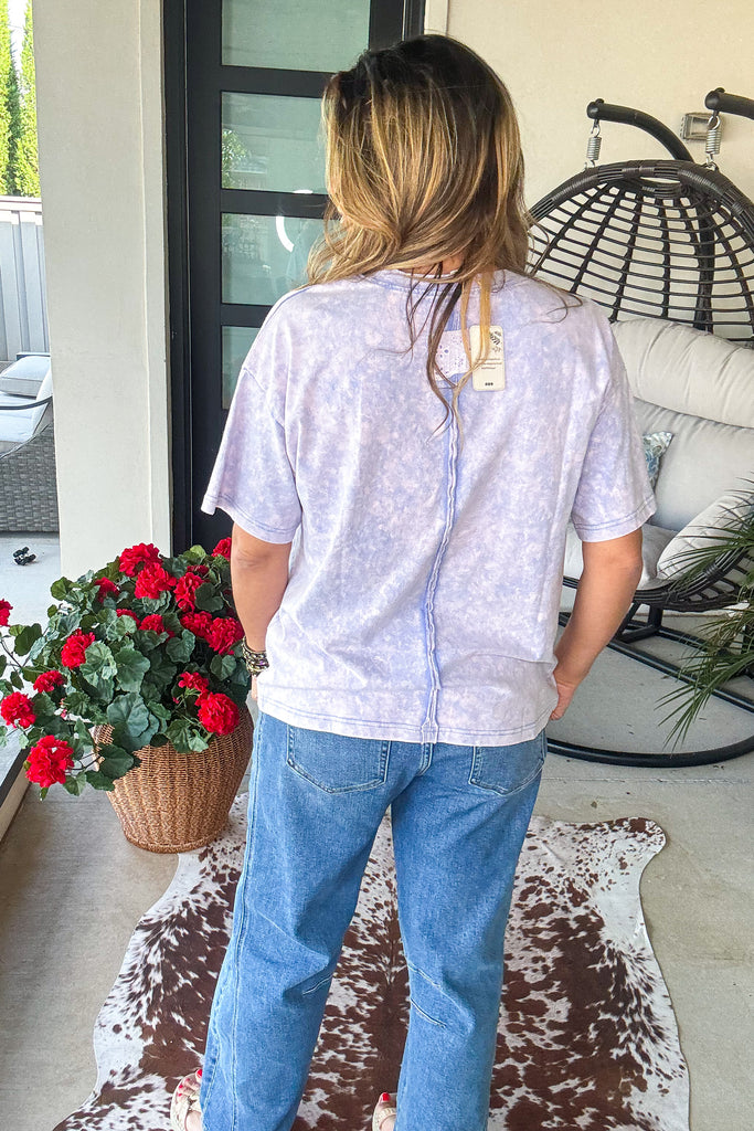 Eyelet Elegance Bow Top - 100% Cotton - Lavender