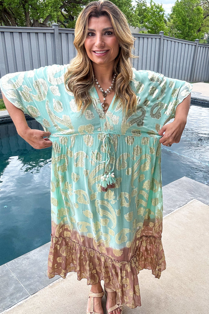Sunset Paisley Dream Maxi Dress - Mint