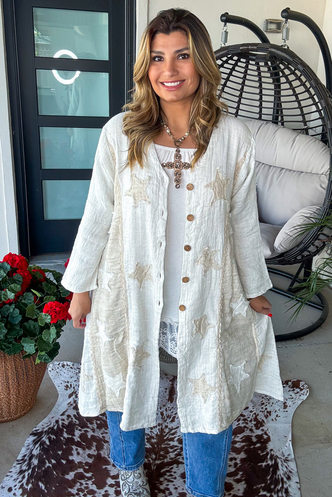 Relaxed Linen Button Up Cardigan - 100% Linen