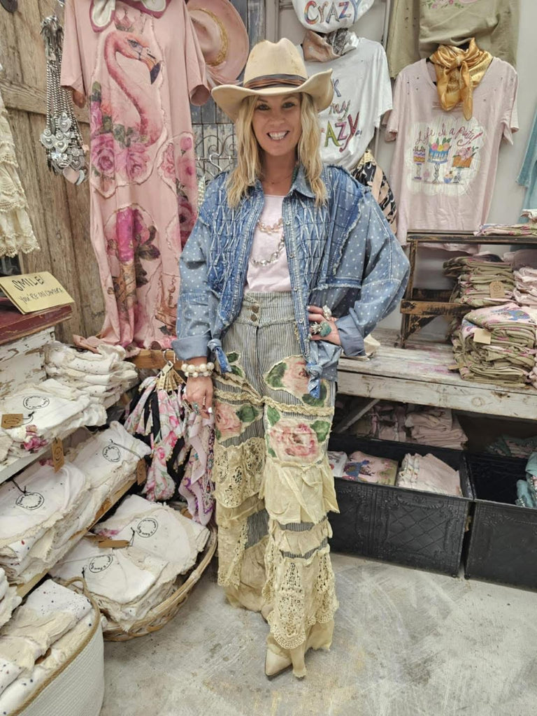 Painted Rose Patchwork Boho Pants