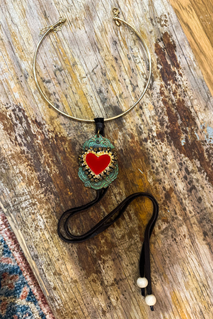 Sacred Heart Statement Necklace – One of a Kind Handmade Piece