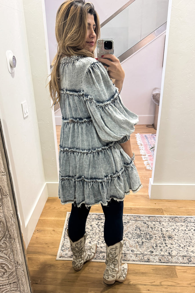 Stone Washed And Ready Tunic/Dress - Denim Dress