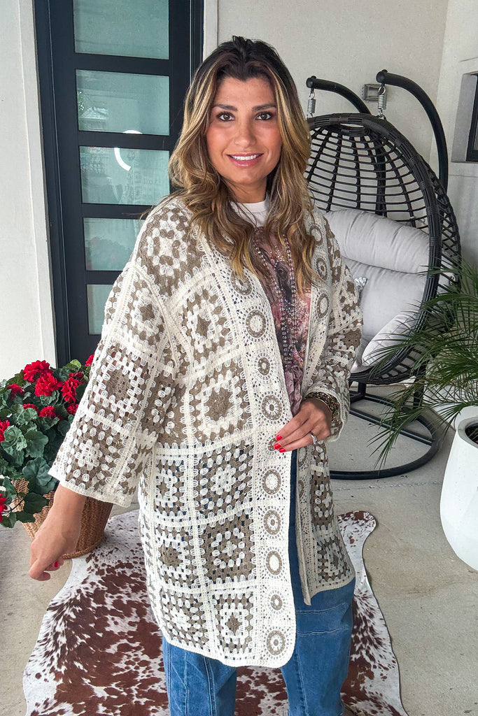 Beautifully Balanced Crochet Cardigan - Mocha