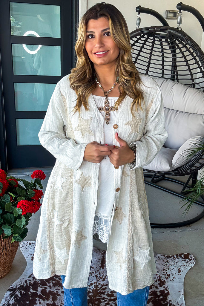 Relaxed Linen Button Up Cardigan - 100% Linen