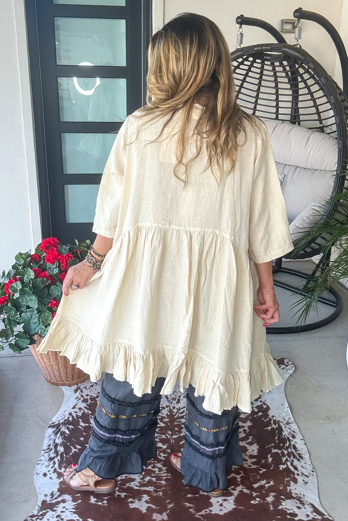 PRE ORDER: Relaxed Rhythm Duster/Dress - Natural - Cotton Linen Blend