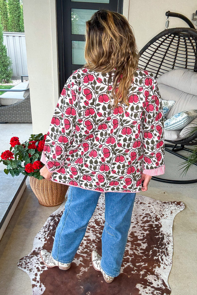 Handmade: Blushing Garden Reversible Quilt Jacket - 100% Cotton