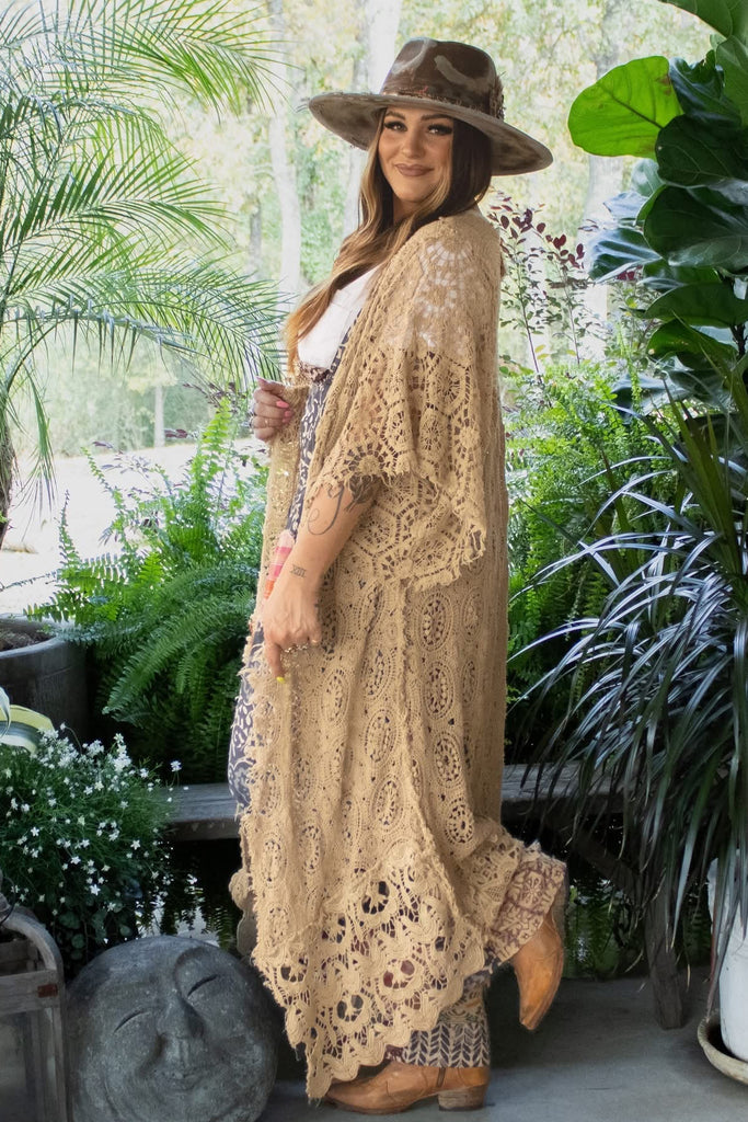 PRE ORDER: Whispering Lace Crochet Duster - 100% COTTON - MADE IN USA