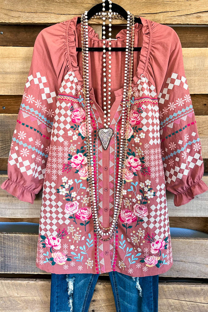 AHB EXCLUSIVE: Aspirational Embroidery Blouse - Mauve
