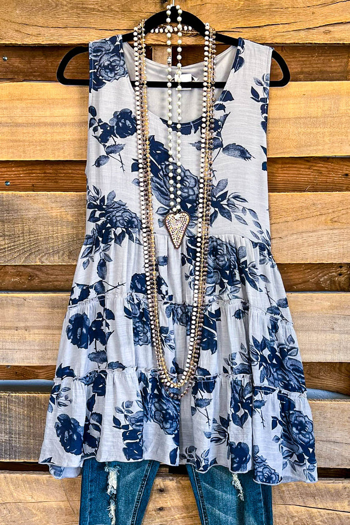 Painted Rose Tunic - Grey - SALE