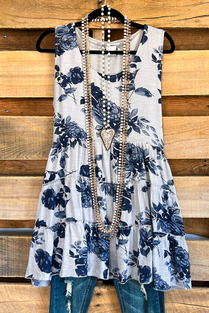 Painted Rose Tunic - Grey - SALE